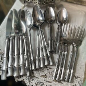 SCC stainless silver bamboo flatware replacements knife fork spoon